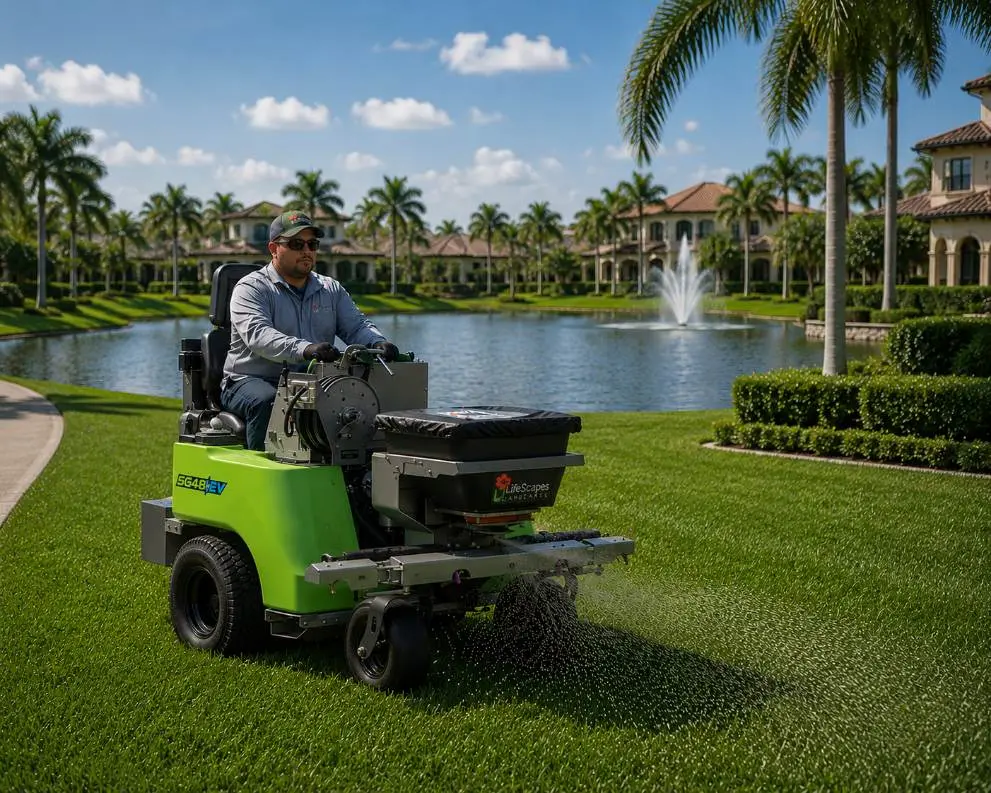 Estate lawn care at a Southwest Florida waterfront property
